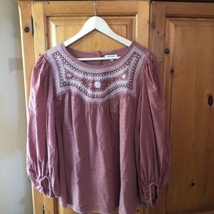 Mauve puff Sleeve Peasant top